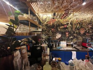 Plants, wood and nice ambient decoration at Jam Limassol in Limassol