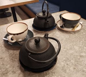 teas made from fresh leaves in tea pots at Jam Limassol in Limassol