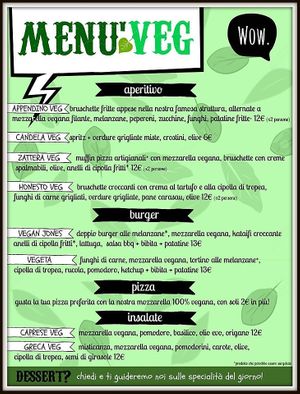 Vegan Menu at Wow in Cagliari