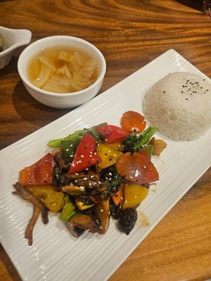 Fried mushroom with rice set ~ 11/11/23 at LN Fortunate Coffee - Orchard Batam in 