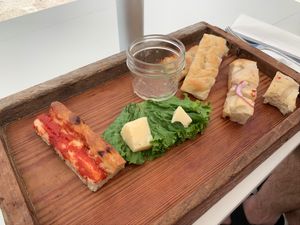 Almost empty appetizer board  at Posada Margherita in Tulum