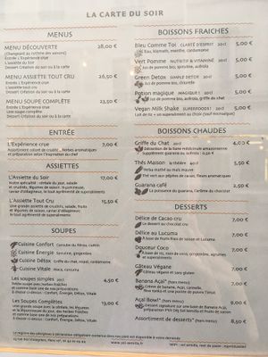 Menu at Sol Semilla in Paris