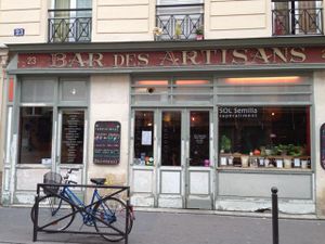 Out front  at Sol Semilla in Paris