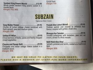 Veggie menu not great at Maazi in Matlock