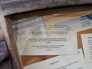 Menu at Cafe Fontane in Luebbenau