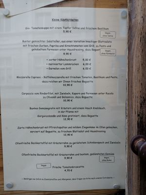 Menu  at Cafe Fontane in Luebbenau