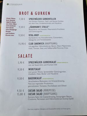 Starter and salad  at Strandhaus in Luebbenau