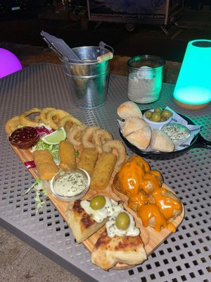 Vegan tapas sharing board. at Boat House Bar in Mallorca