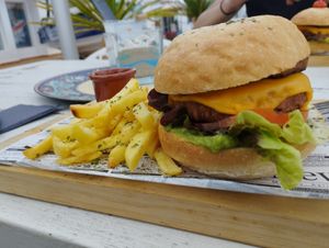Boat house burger at Boat House Bar in Mallorca