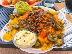 Cheese fries Tex Mex  at Boat House Bar in Mallorca