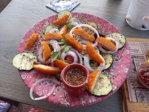 Chick'n salad at Boat House Bar in Mallorca