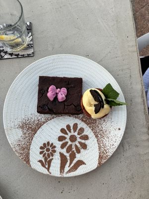 Chocolate brownie & ice creamm  at Boat House Bar in Mallorca
