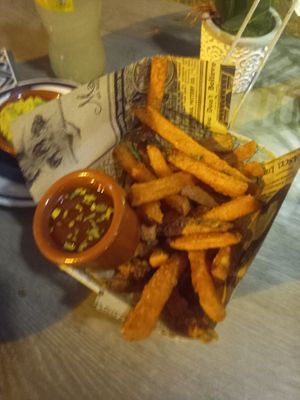 Sweet potato fries at Boat House Bar in Mallorca