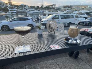 Espresso martini and Irish coffee (not on menu but staff so kind and happy to make this)  at Boat House Bar in Mallorca