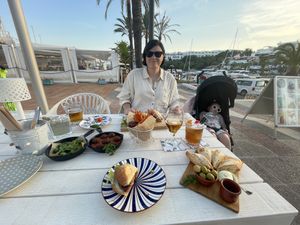 Mixed tapas and we halved a burger   at Boat House Bar in Mallorca