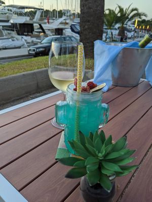 Cocktail and wine  at Boat House Bar in Mallorca