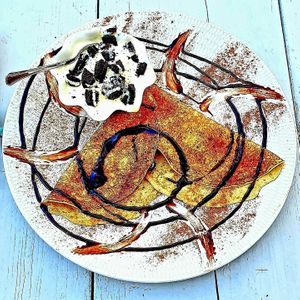 Our delicious crepes  at Boat House Bar in Mallorca