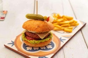 Veggie burger at Boat House Bar in Mallorca