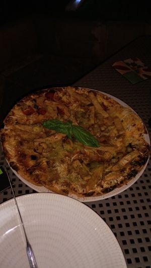 "Chicken slices" Pizza at Boat House Bar in Mallorca
