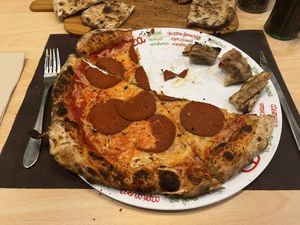 Vegan pizza with plant based chorizo and vegan cheese  at Sapori D'Italia in Santa Pola