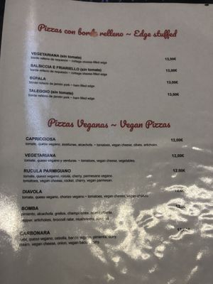 Vegan pIZZAS   at Sapori D'Italia in Santa Pola
