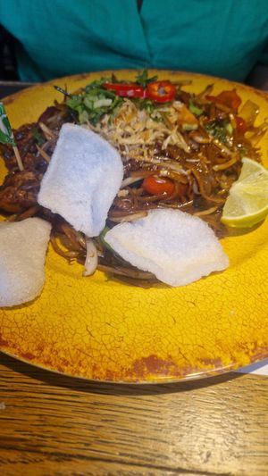 Blackened noodles at Banana Tree in North West London