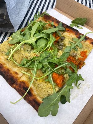 Small piece with leek cream, carrot lax, capers and arugula  at VITO in Basel