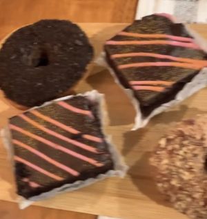 Blurry picture screenshotted from a video of some of the desserts we had  at Cakerino in Troy