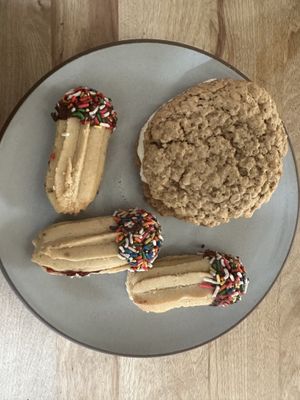 Jelly filled Italian cookies and crème filled oatmeal cookie  at Cakerino in Troy