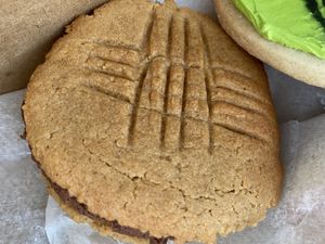 GF peanut butter fudge sandwich cookie  at Cakerino in Troy