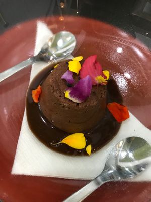Mousse de chocolate y flores. at Plantae Gastrobar  in Tenerife