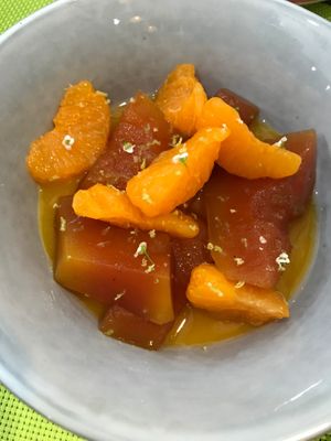 Papaya asada. at Plantae Gastrobar  in Tenerife