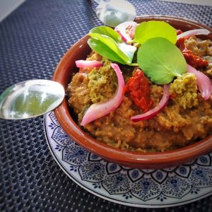 Escaldon de berros con 2 mojos at Plantae Gastrobar  in Tenerife