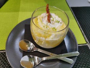 Coconut foam and pineapple coulis at Plantae Gastrobar  in Tenerife