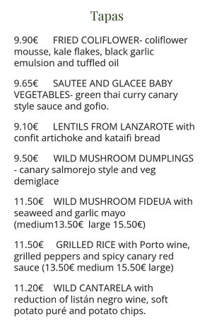 Tapas at Plantae Gastrobar  in Tenerife