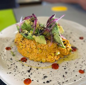 Ensaladilla rusa made with sweet potato 🤤   at Plantae Gastrobar  in Tenerife
