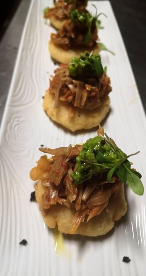 Arepa de "mechada" con aguacate y Wasabi  at Plantae Gastrobar  in Tenerife