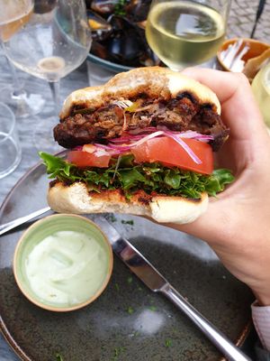 Soya and black bean burger. at Gästis in Varberg