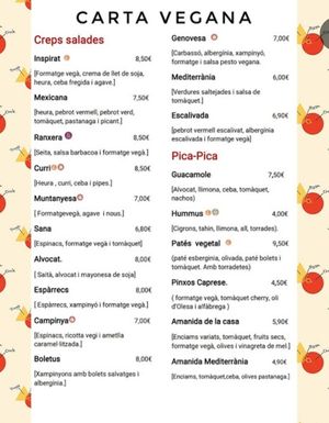 Vegan Menu at La Creperia del Casc Antic in Olesa De Montserrat