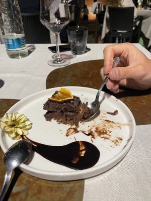Dark chocolate ice cream cake with orange “the best"  at Ristorante Caffetteria San Colombano in Lucca