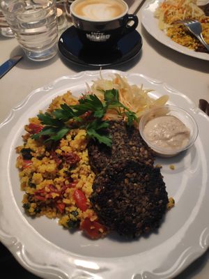 Vegan "option of the day" dish at Café Zorn in Mora