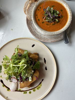 Tomato soup and polenta   at Café Zorn in Mora
