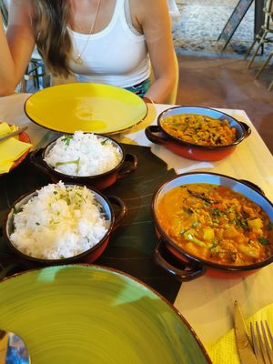 Vegan Thai Red Curry and a Massaman Curry at Yoya's Thai Kitchen in Albufeira