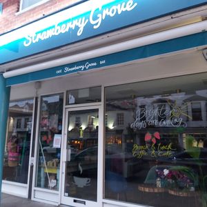 Outdoor seating available when open at Strawberry Grove in Marlow