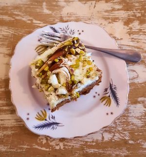 Carrot pistachio cake at Strawberry Grove in Marlow