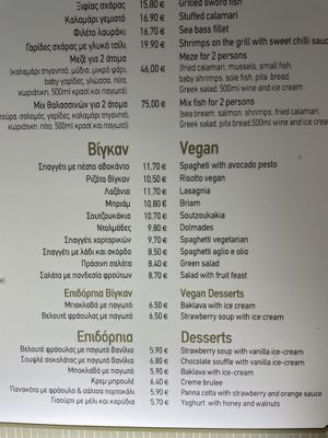 Menu at Avocado in Rhodes