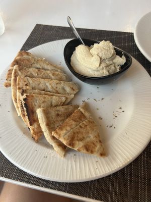 Hummus with pita bread (nom!)  at Avocado in Rhodes