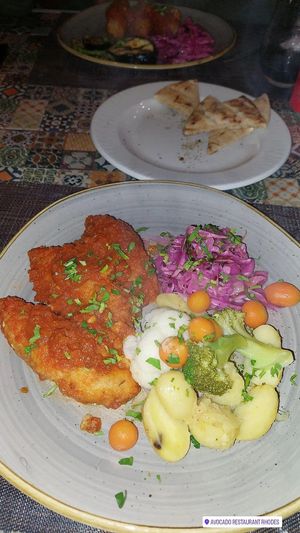 Vegan soutzoukakia at Avocado in Rhodes