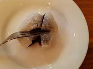 Sakura Mochi dessert: rice ball with bean filling (sweet) at Huang's in Mannheim