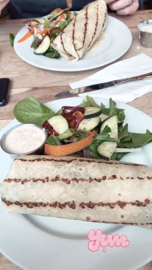 Fajita wrap with side salad at Prasad - Pearl District in Portland